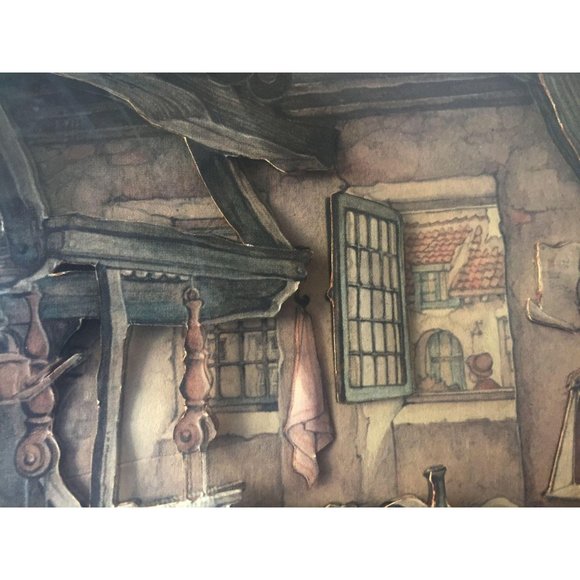 Vintage Anton Pieck Framed 3D Cut Paper Art 14x12 - Picture 11 of 12